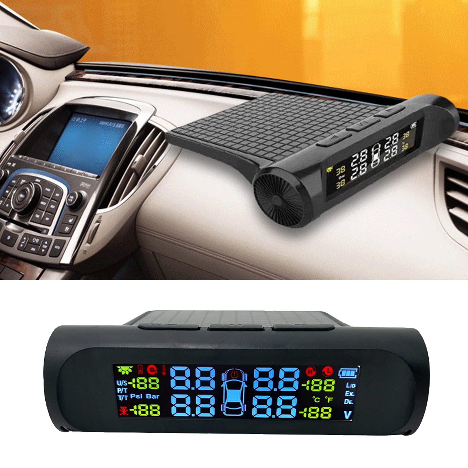 TPMS LCD Display Car Tire Pressure Monitoring System +4 External Sensor