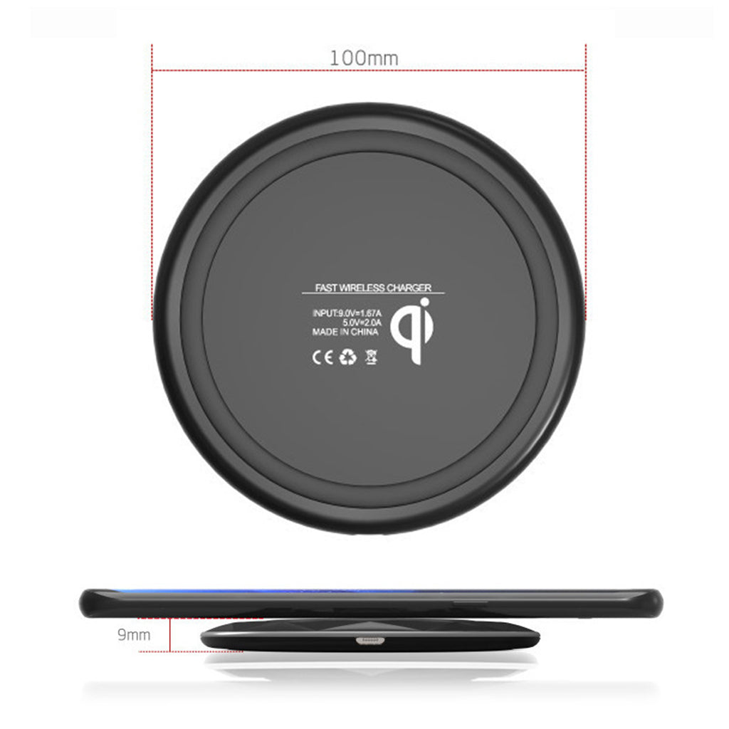 Ultra Thin Wireless Charger Charging Pad Fast Charge Base Stand Holder Black