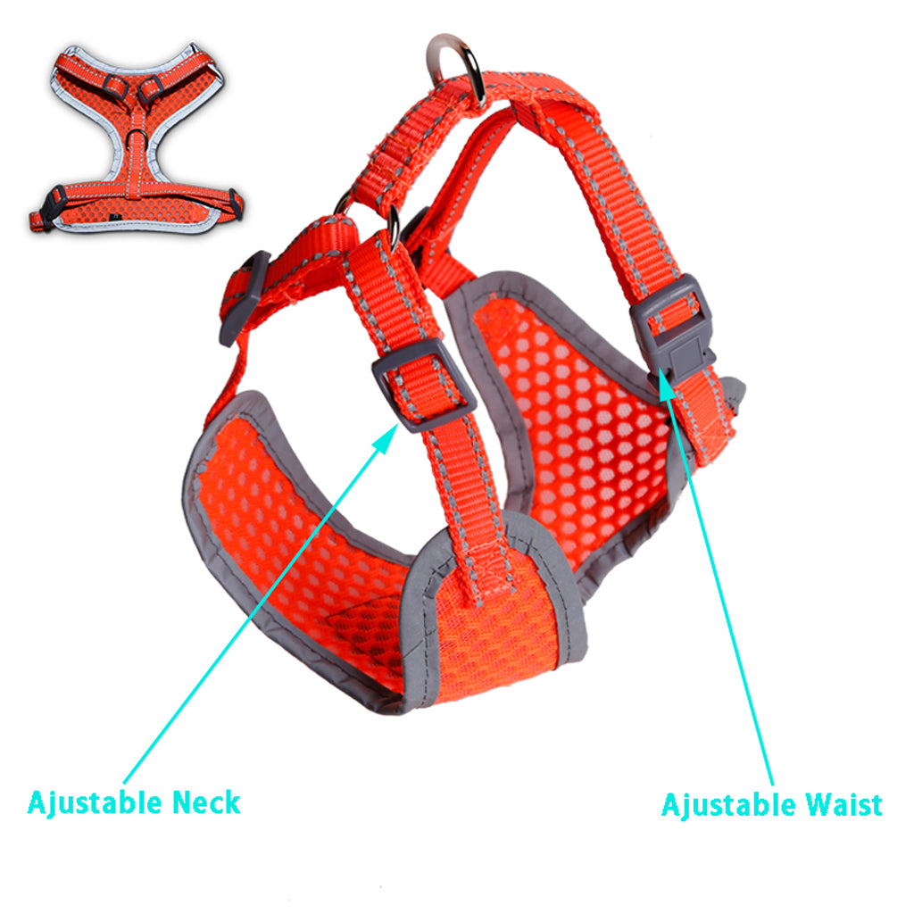 Breathable Mesh Pet Puppy Dog Walking Collar Chest Strap Harness Orange S