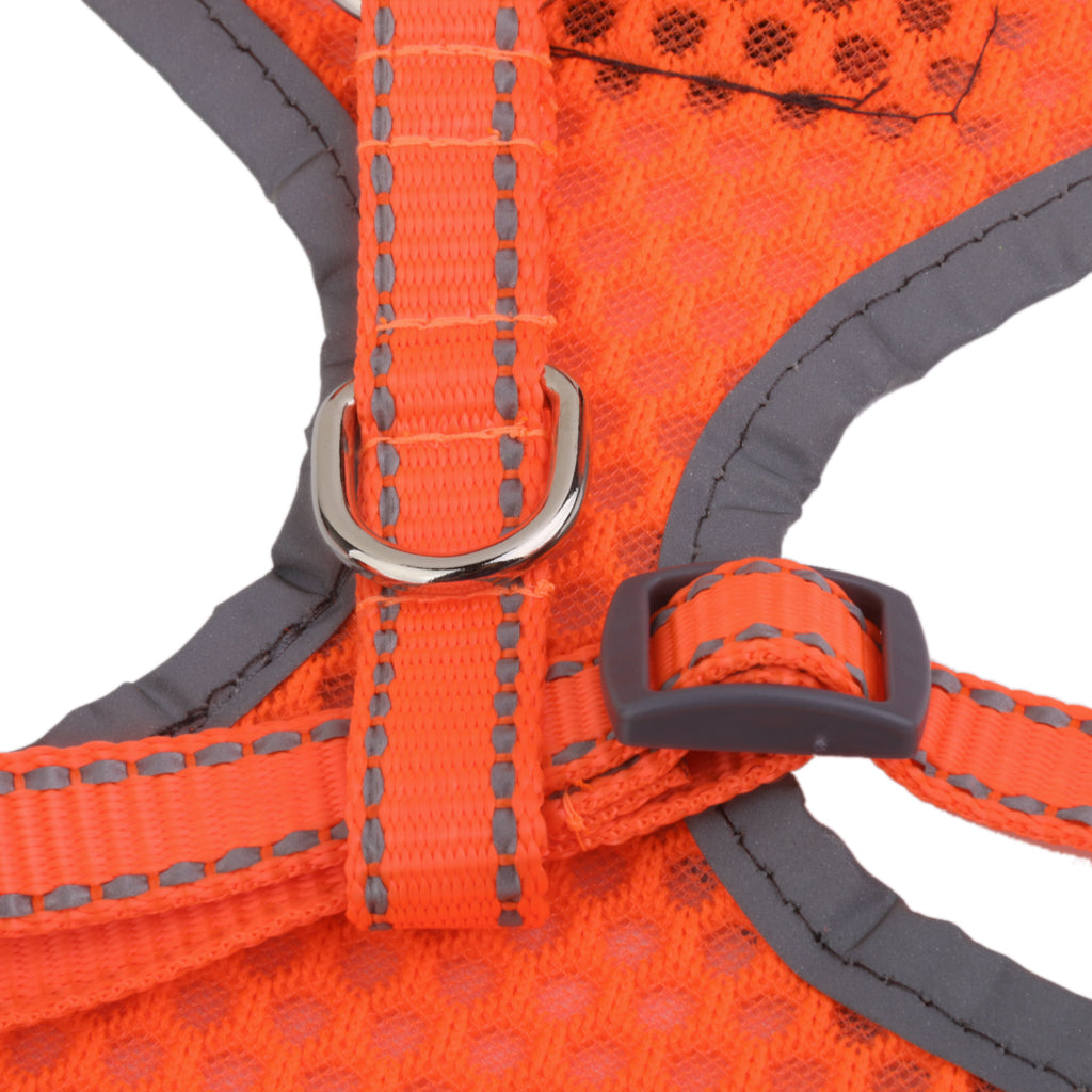 Breathable Mesh Pet Puppy Dog Walking Collar Chest Strap Harness Orange S