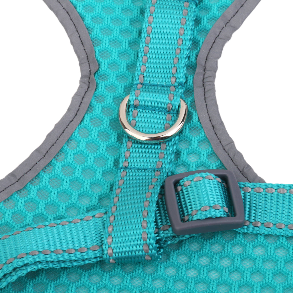 Breathable Mesh Pet Dog Walking Collar Chest Strap Harness Turquoise XL