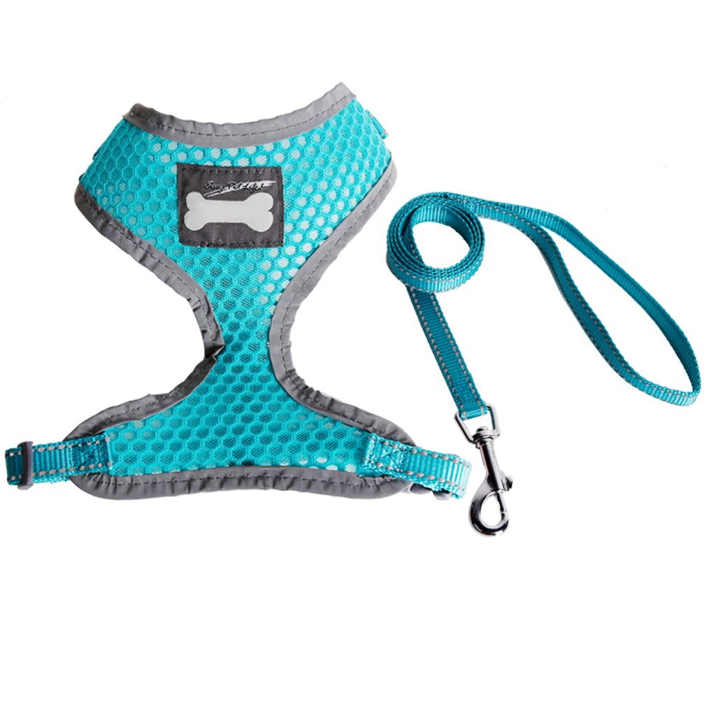 Breathable Mesh Pet Dog Walking Collar Chest Strap Harness Turquoise XL