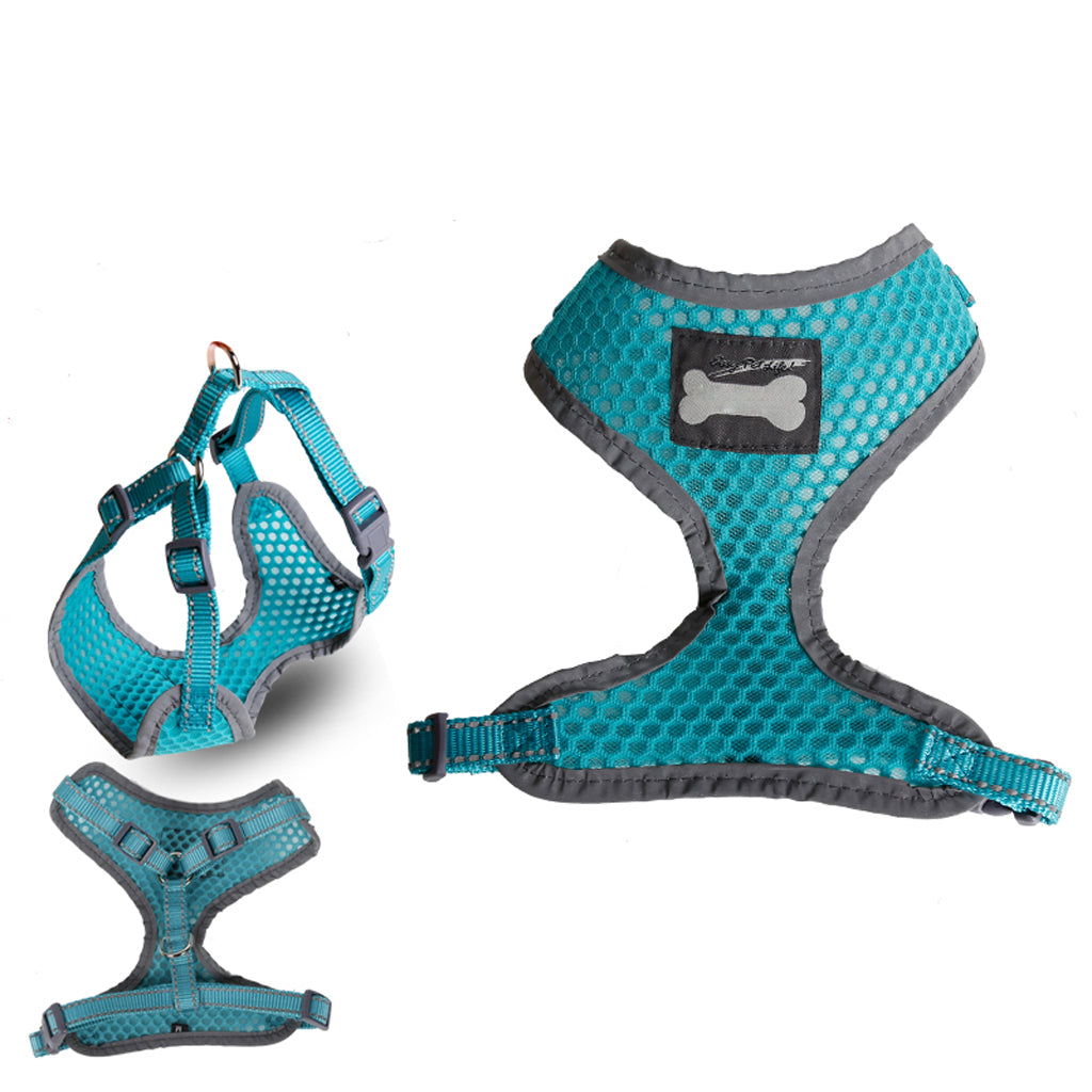 Breathable Mesh Pet Dog Walking Collar Chest Strap Harness Turquoise XL