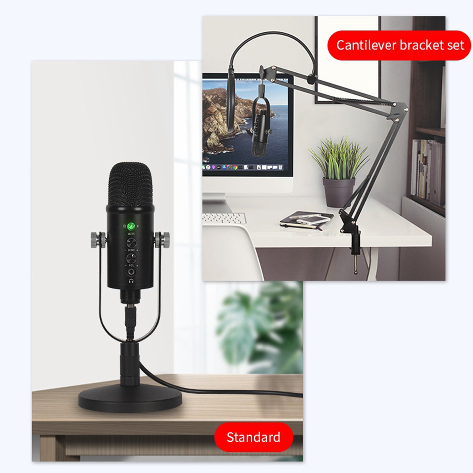 USB Condenser Microphone Kit Studio Broadcast Sound Recording Desk Stand