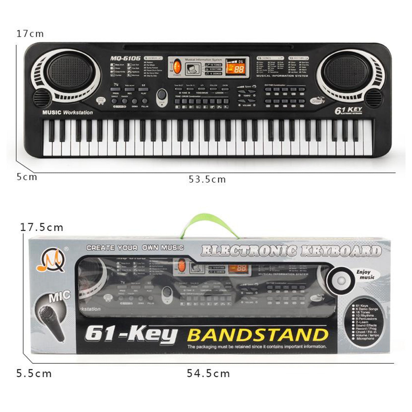 Keyboard Piano 61 Key Portable Keyboard Music Kid Organ Toys with Microphone