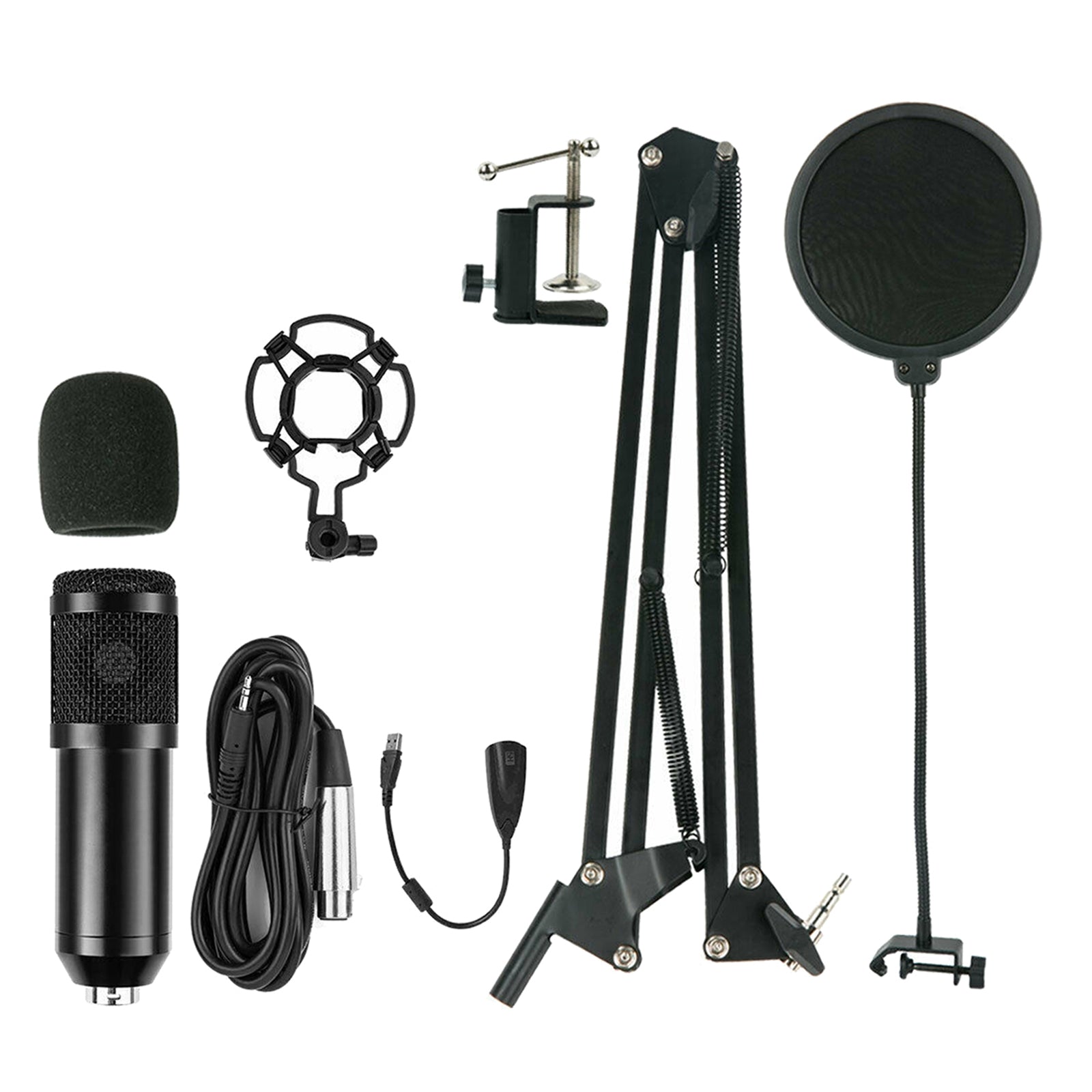 Professional Recording Condenser Microphone Kit Computer Cardioid Mic Arm