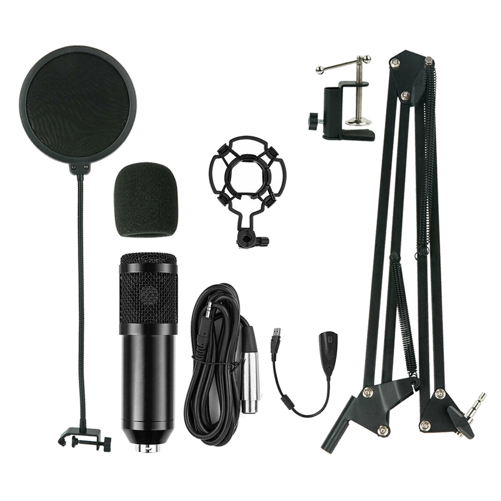 Professional Recording Condenser Microphone Kit Computer Cardioid Mic Arm