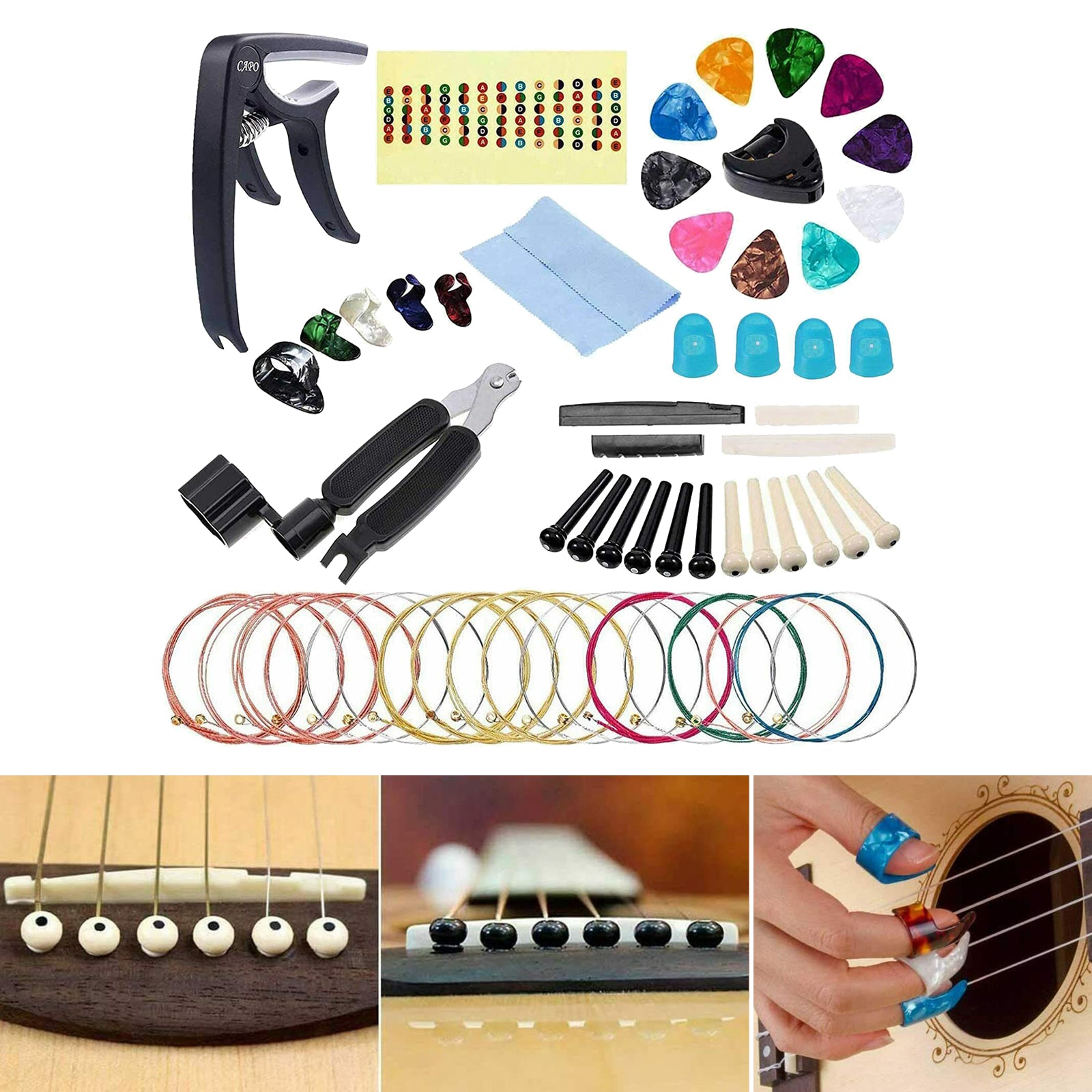 Guitar Care Cleaning Repair Tool Picks Capo String Kit Luthier Maintenance