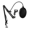 Tabletop Microphone Stand Holder Bracket with 2 Layer Pop Filter Wind Screen