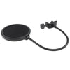 Tabletop Microphone Stand Holder Bracket with 2 Layer Pop Filter Wind Screen