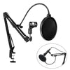 Tabletop Microphone Stand Holder Bracket with 2 Layer Pop Filter Wind Screen