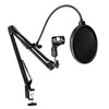 Tabletop Microphone Stand Holder Bracket with 2 Layer Pop Filter Wind Screen