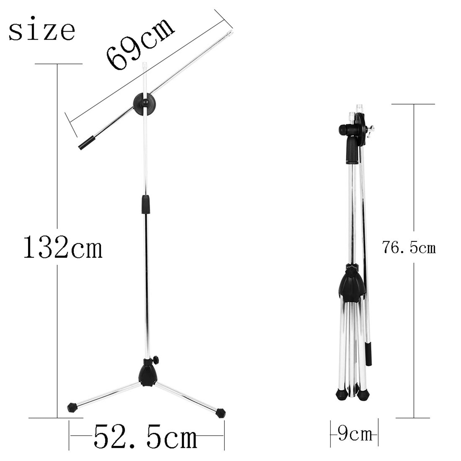 Professional Telescopic Microphone Stand Stage Mic Tripod Holder 2 Mic Clip