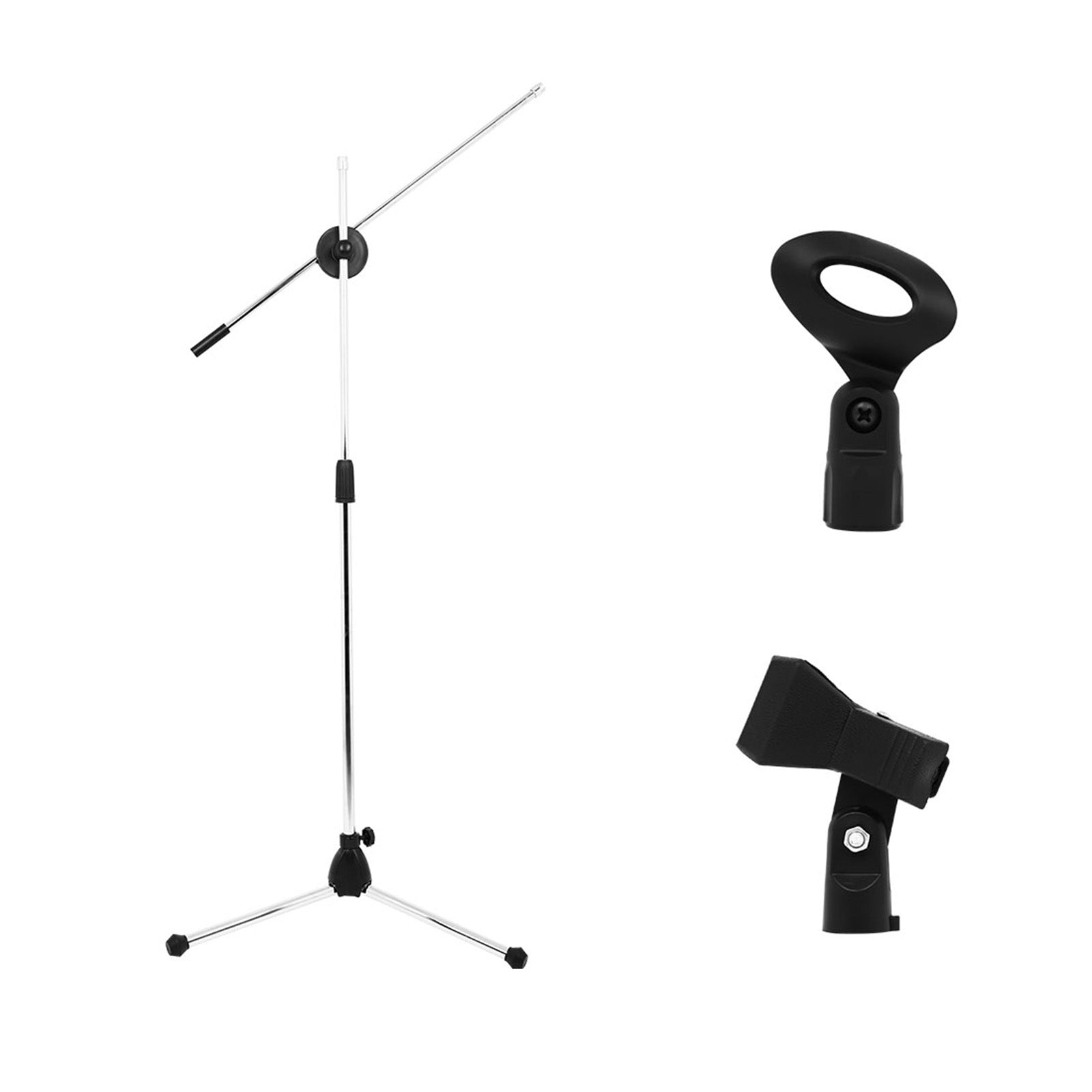 Professional Telescopic Microphone Stand Stage Mic Tripod Holder 2 Mic Clip