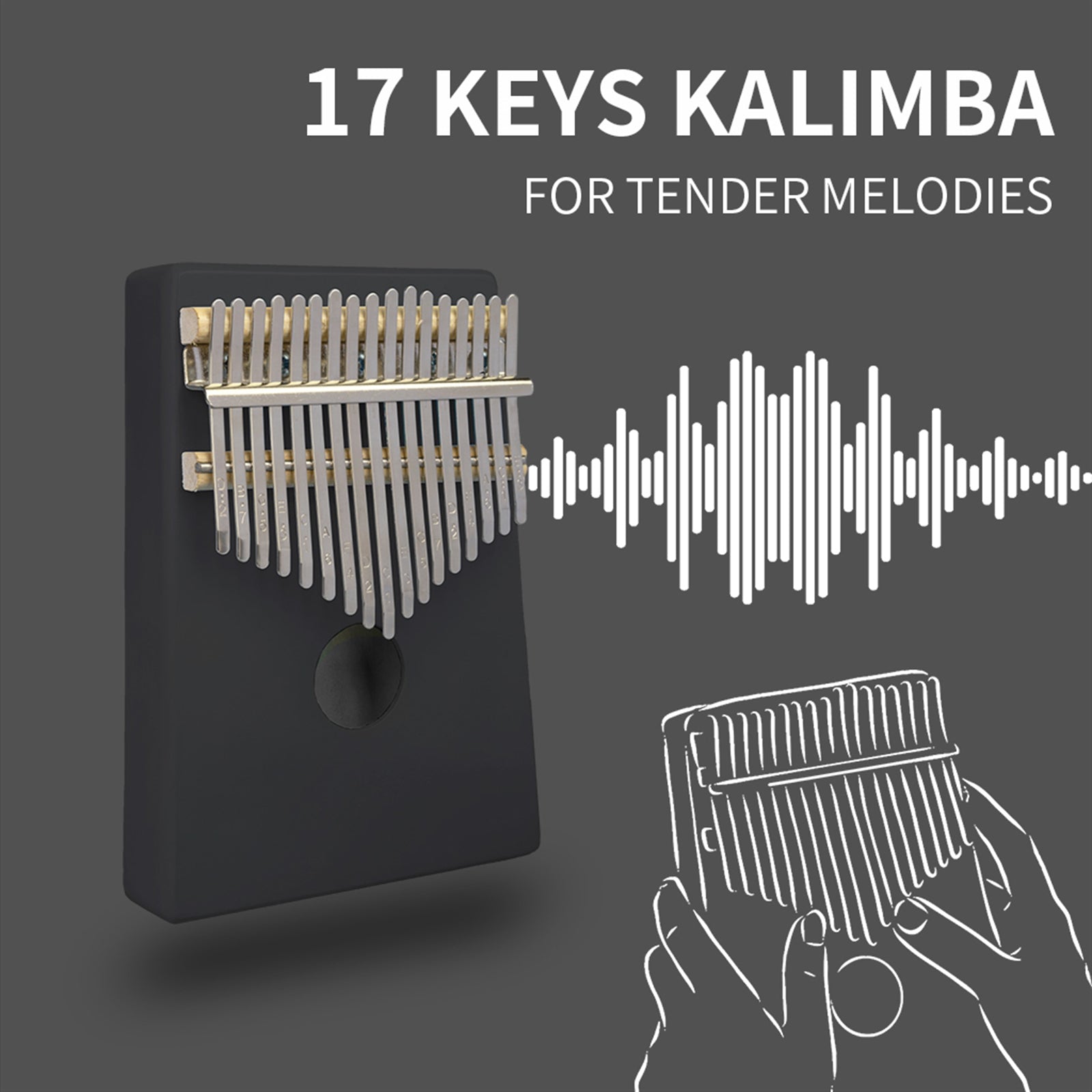 Kalimba 17 Key Thumb Piano Maple African Mbira with Tune Hammer Set Musical