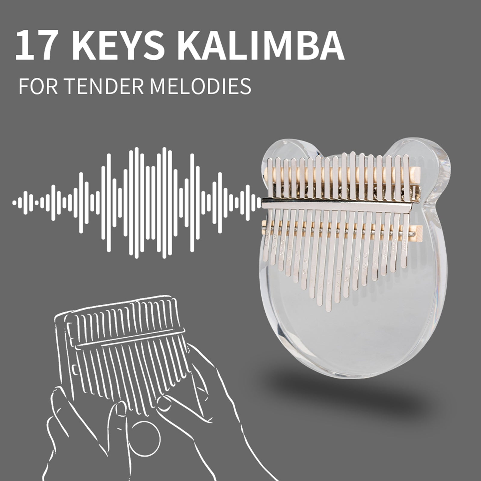 Kalimba Acrylic 17 Keys Transparent Thumb Piano