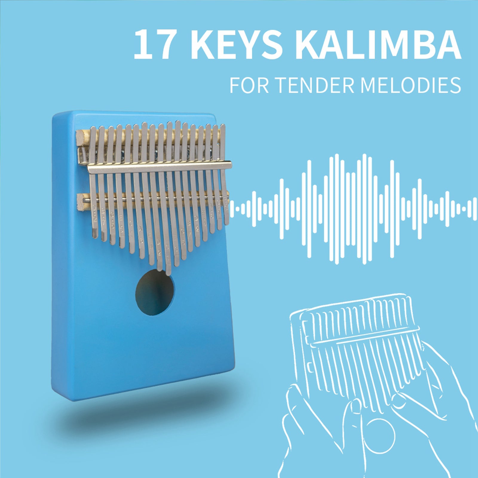 17-Key Kalimba Thumb Piano Toy Maple Finger Piano with Tune Hammer