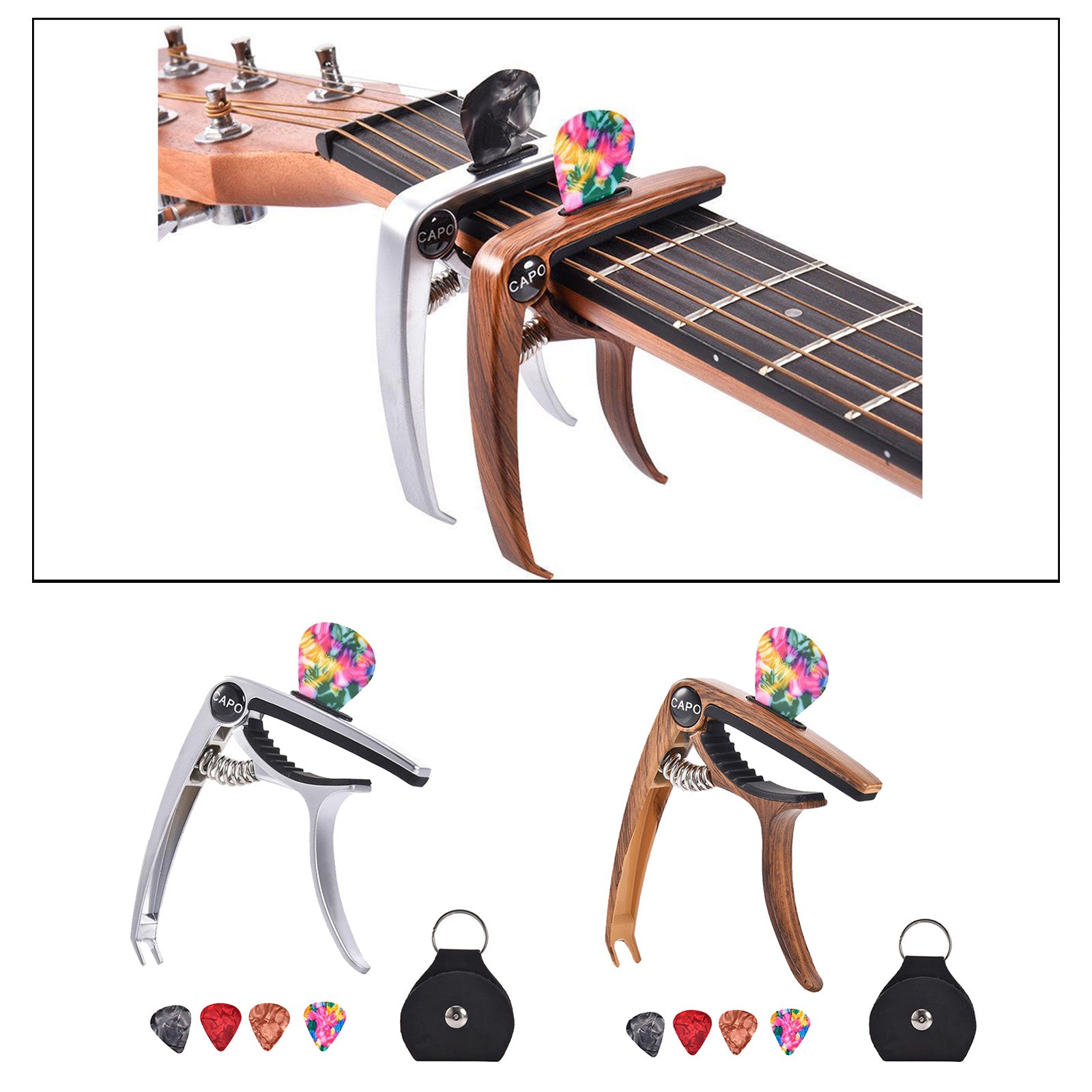 3 In 1 Alloy Universal Guitar Capo for Electric Guitar Parts sliver