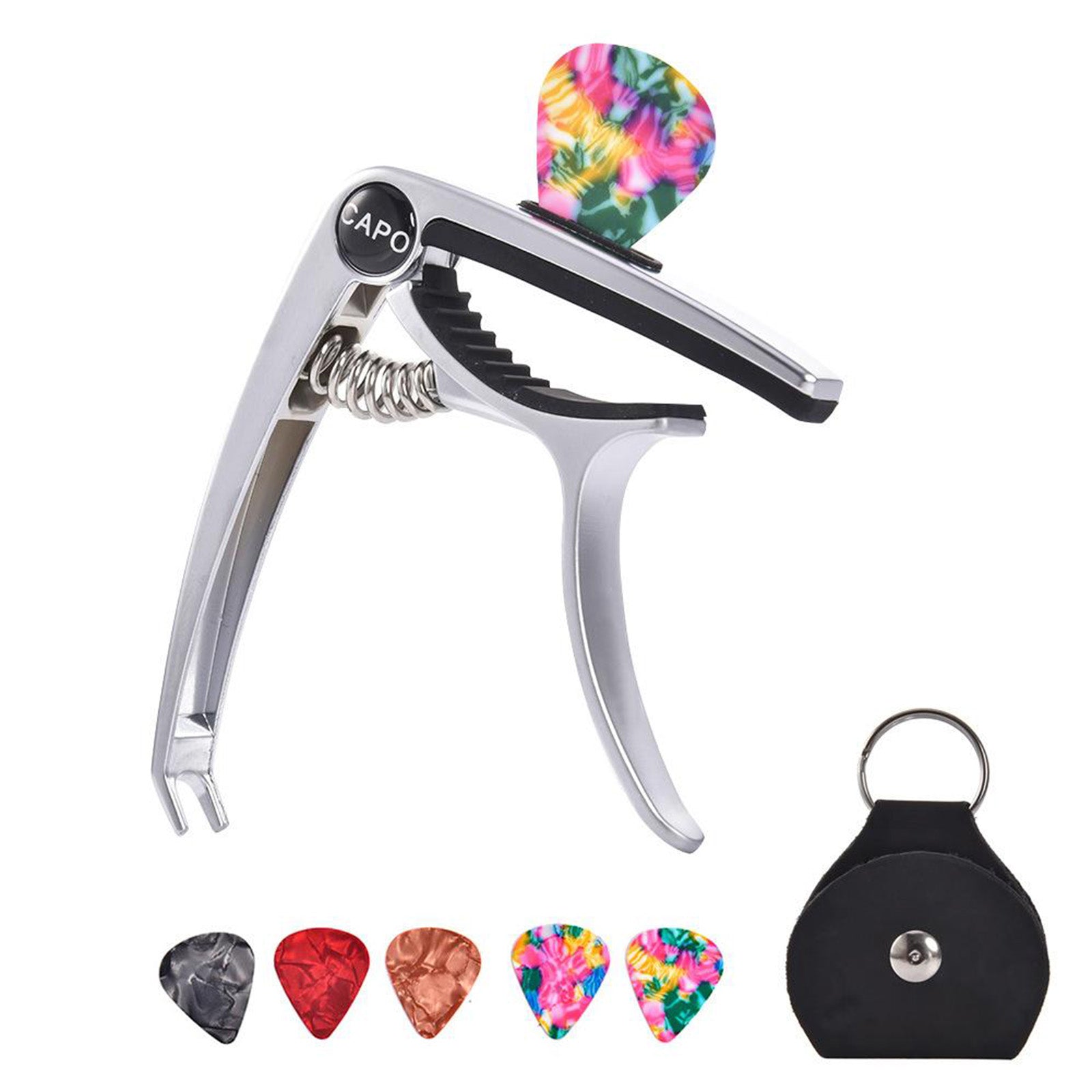 3 In 1 Alloy Universal Guitar Capo for Electric Guitar Parts sliver