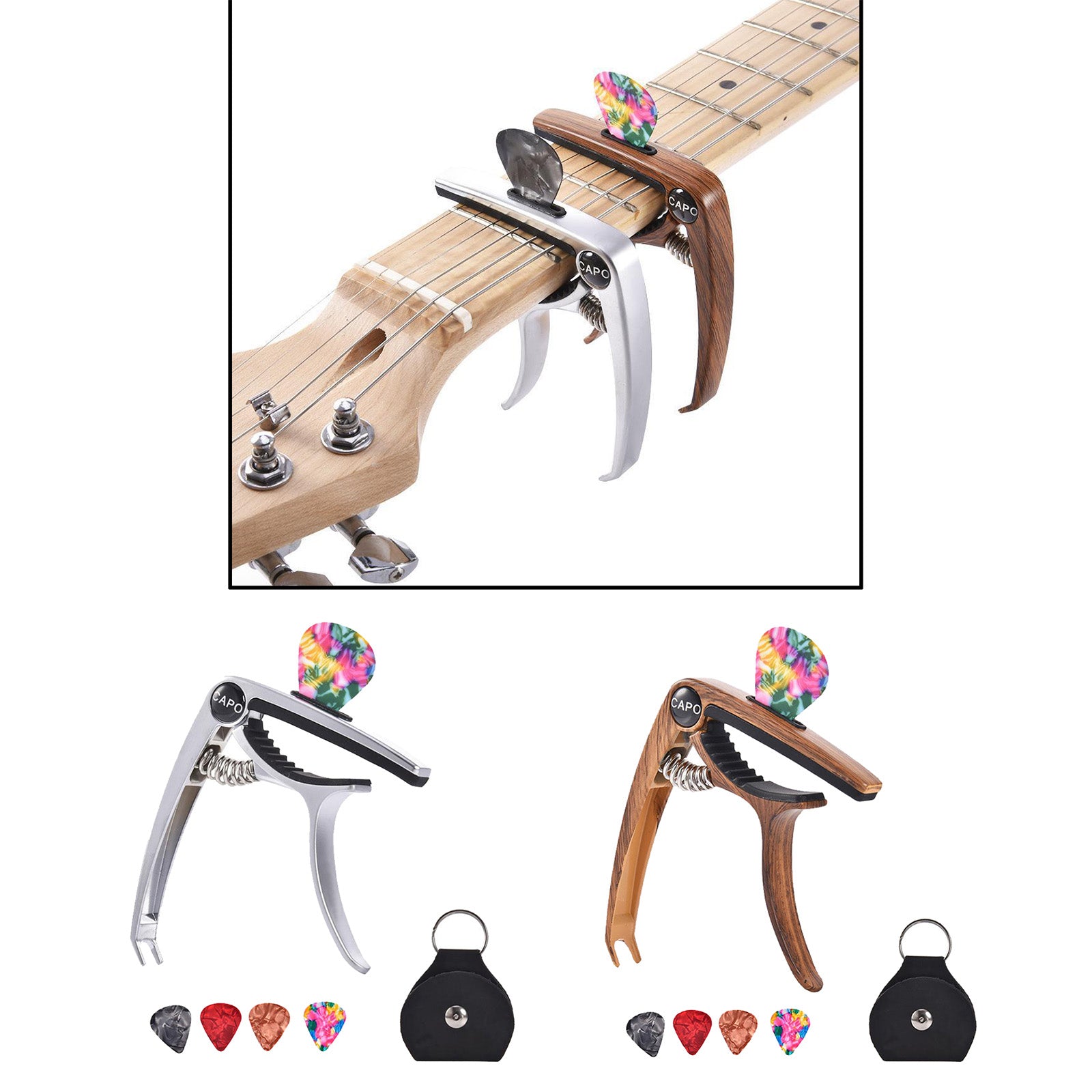 3 In 1 Alloy Universal Guitar Capo for Electric Guitar Parts sliver