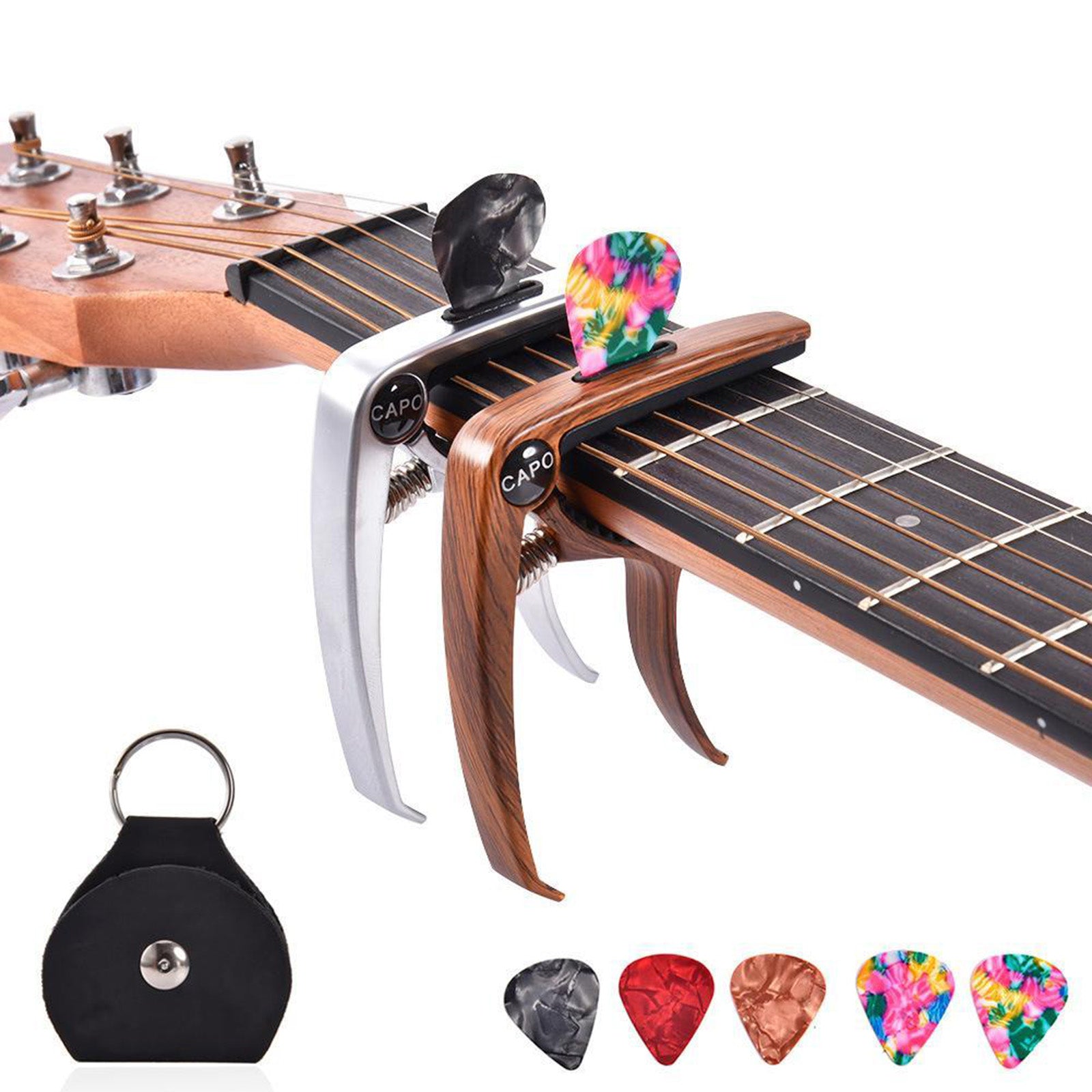 3 In 1 Alloy Universal Guitar Capo for Electric Guitar Parts wood