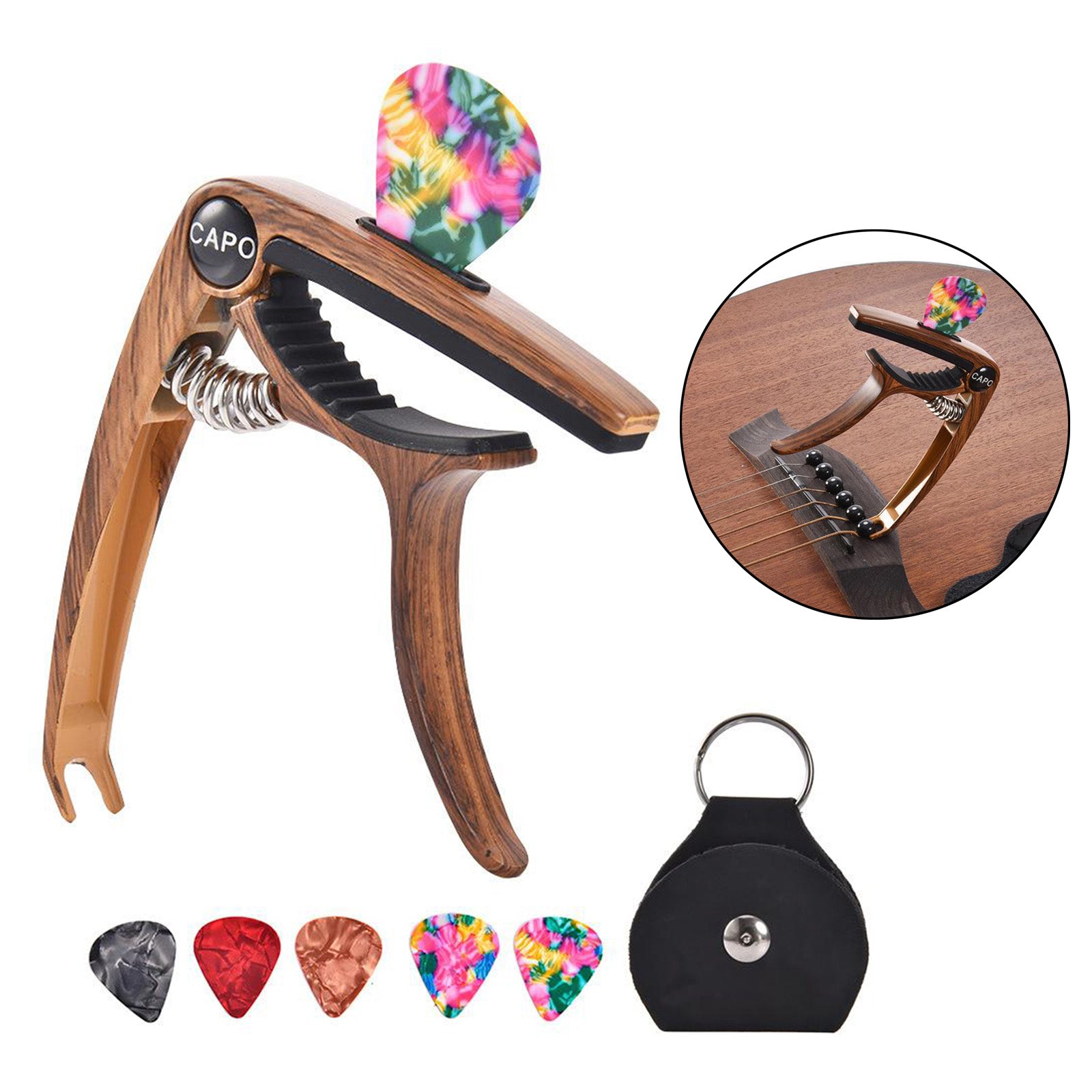 3 In 1 Alloy Universal Guitar Capo for Electric Guitar Parts wood