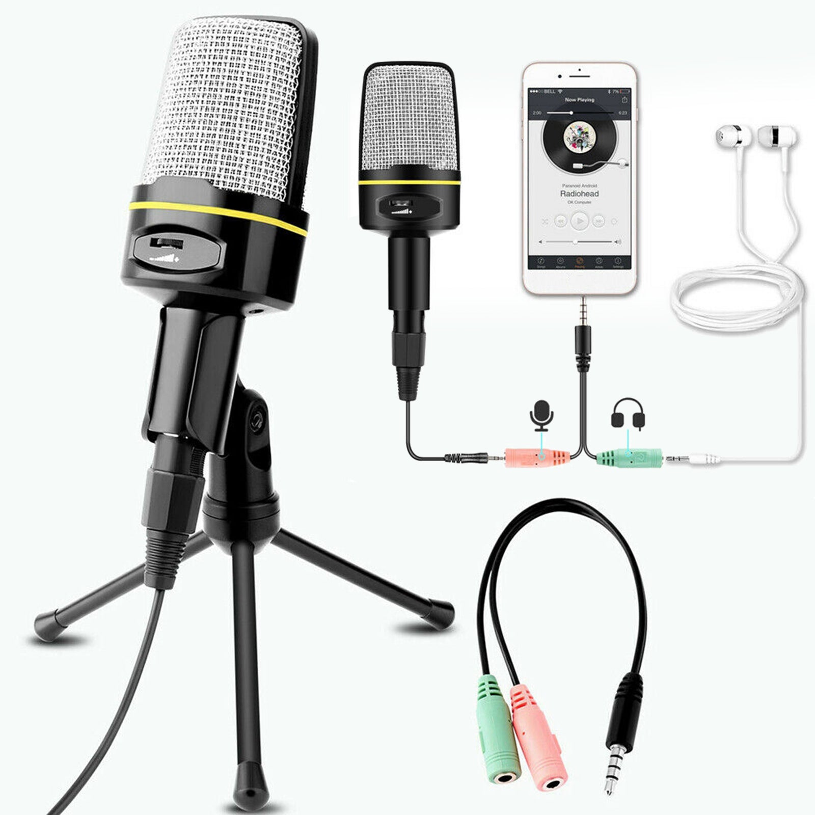 Professional Audio Condenser Microphone Mic Studio Recording with Tripod