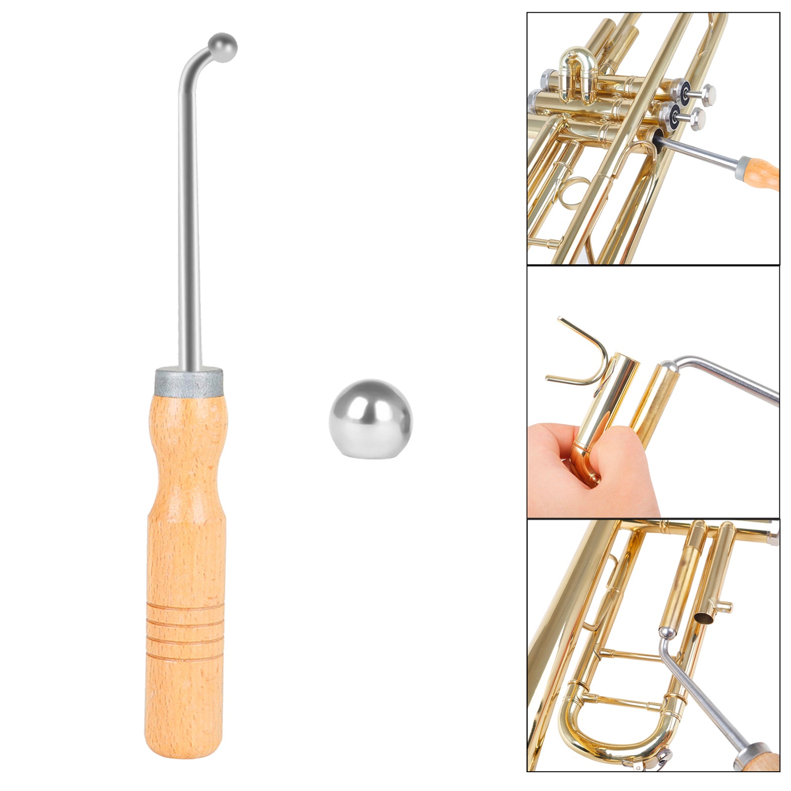 Trumpet Repair Tool Polished Maintenance with 2 Metal Balls Accs Parts