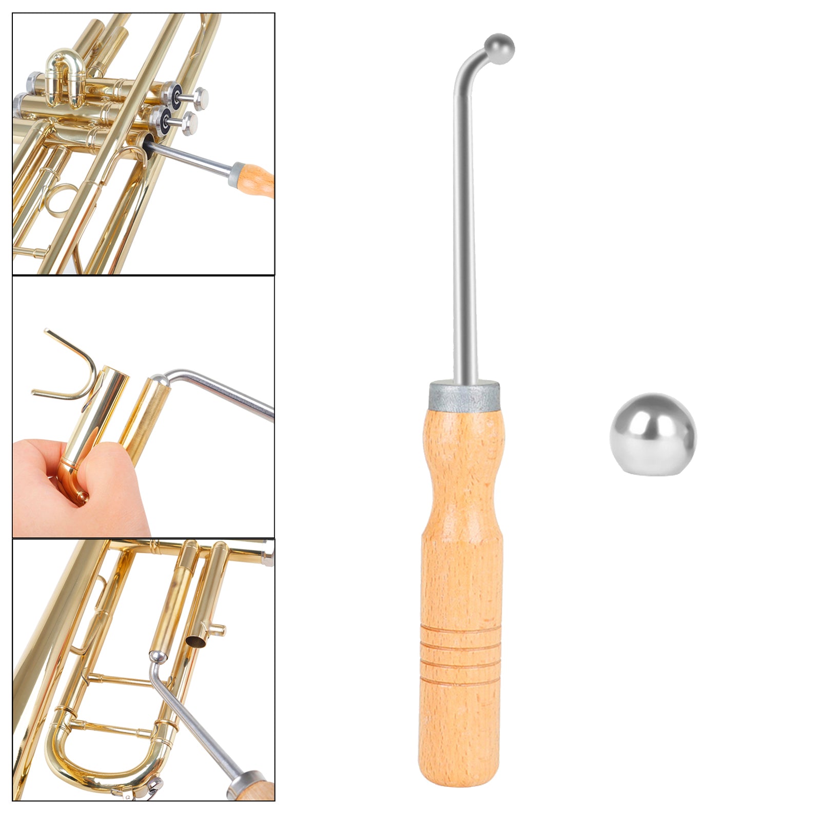 Trumpet Repair Tool Polished Maintenance with 2 Metal Balls Accs Parts