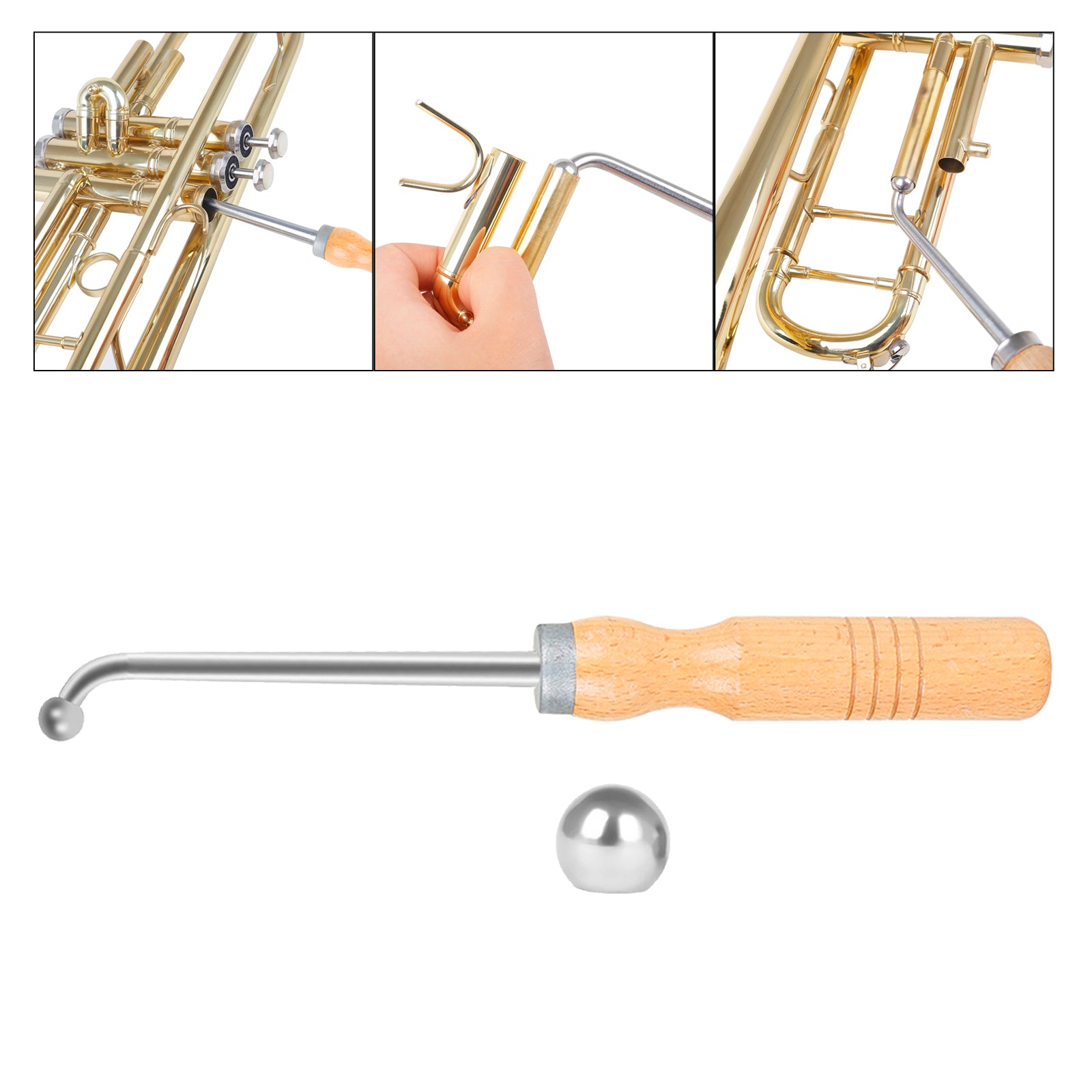 Trumpet Repair Tool Polished Maintenance with 2 Metal Balls Accs Parts