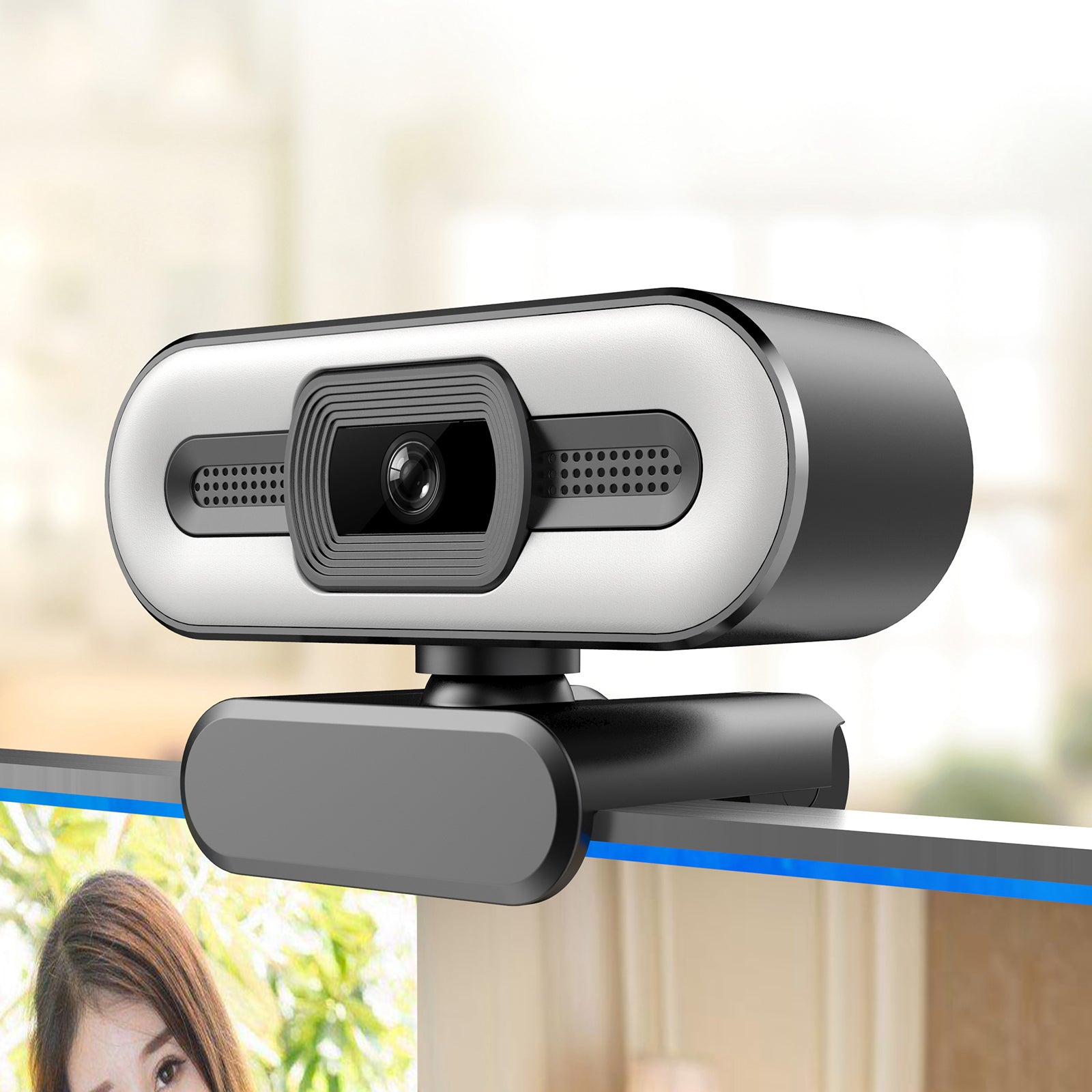 Full HD Fill Light Web Cam with Microphone Streaming Camera 4K 5MP