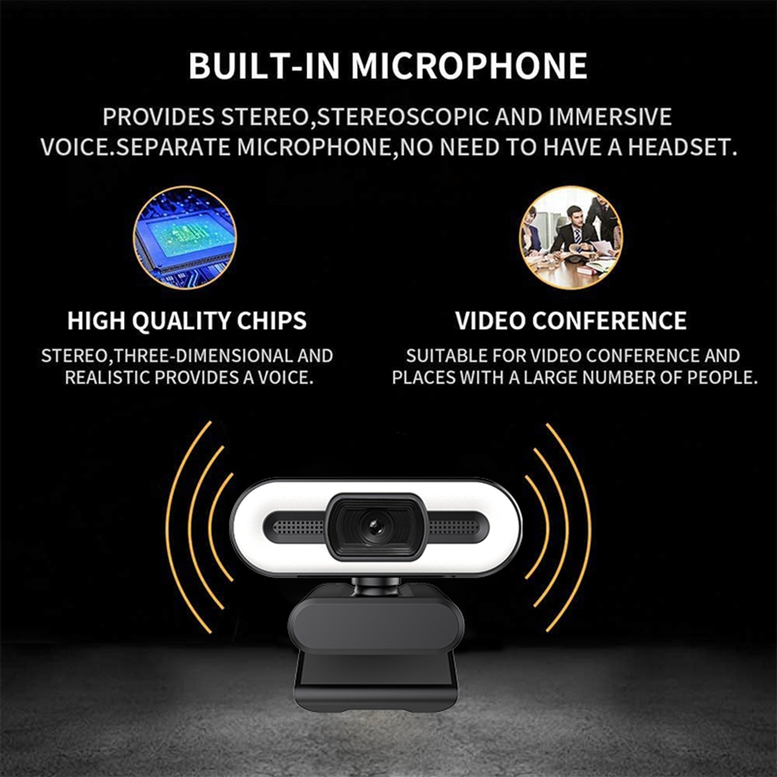 Full HD Fill Light Web Cam with Microphone Streaming Camera 4K 5MP