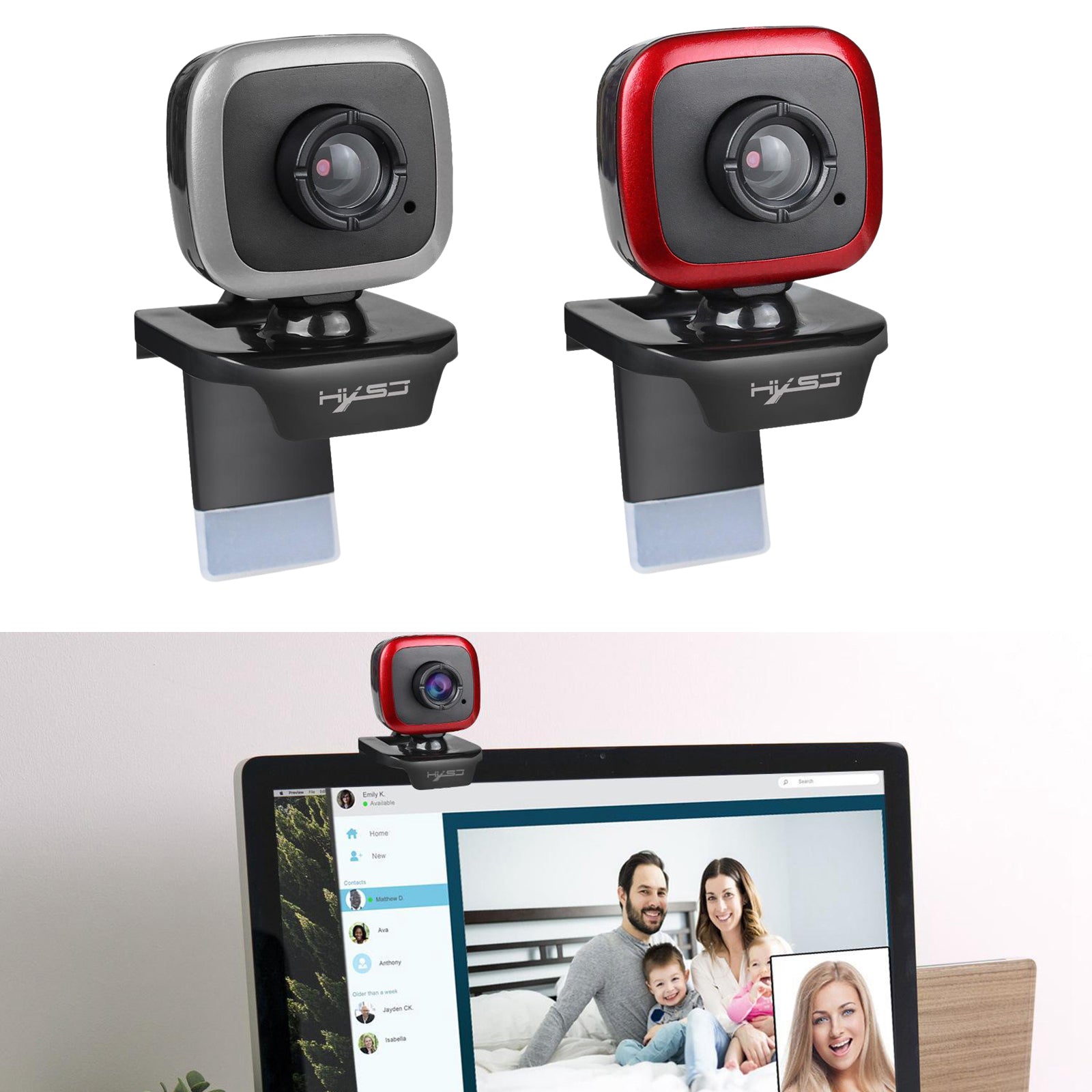 480P Desktop Computer USB Web Camera Webcam Manual Focus Black Silver