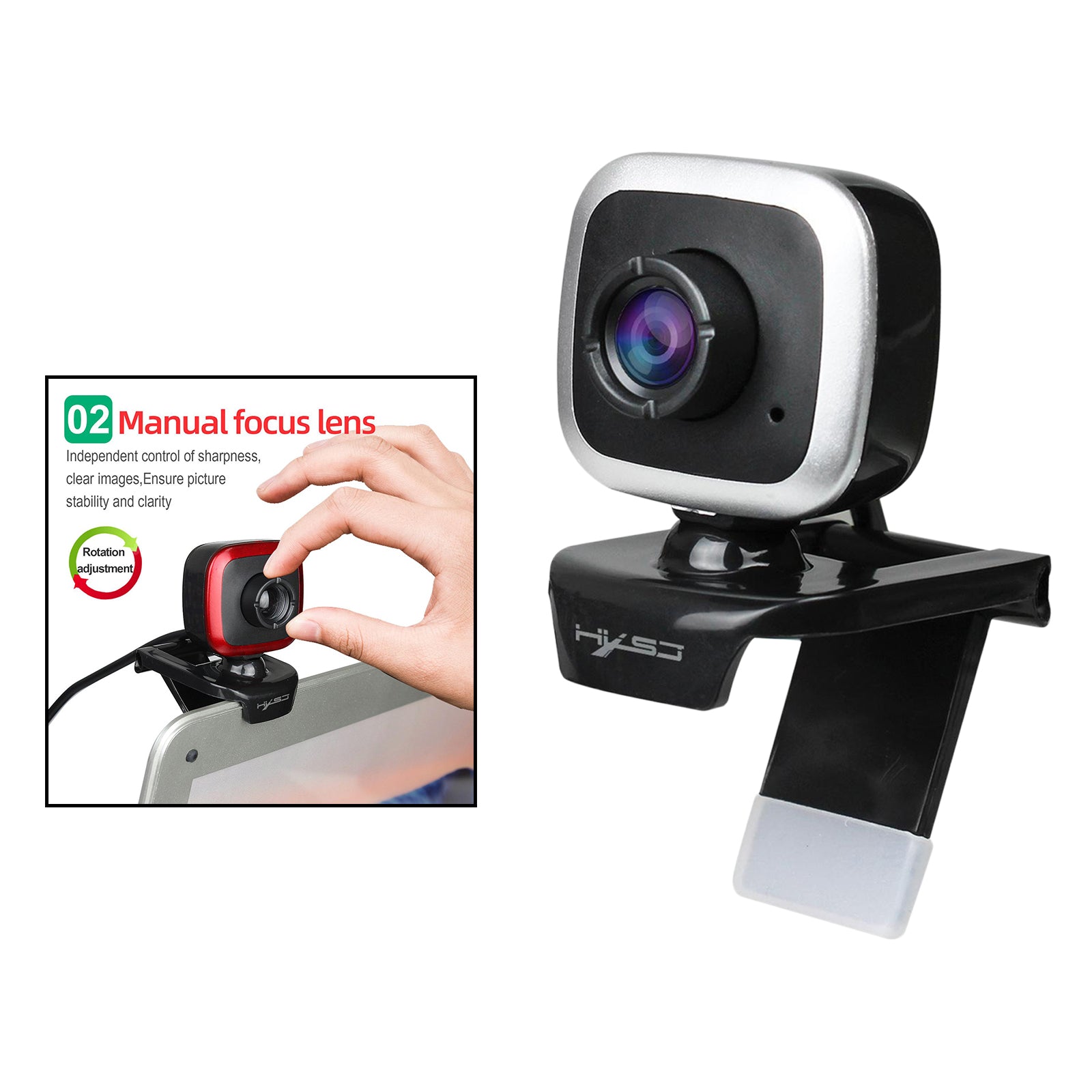 480P Desktop Computer USB Web Camera Webcam Manual Focus Black Silver