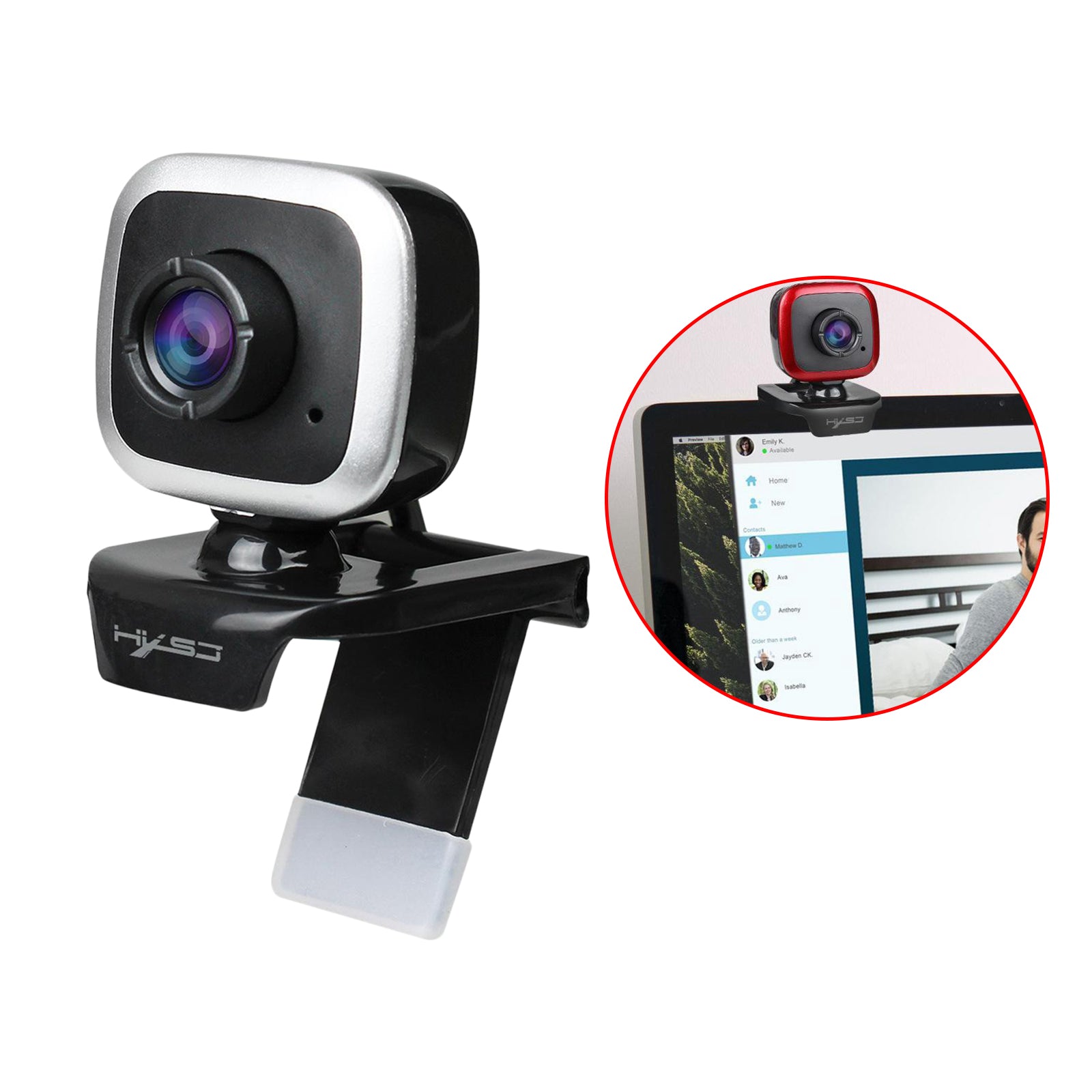 480P Desktop Computer USB Web Camera Webcam Manual Focus Black Silver