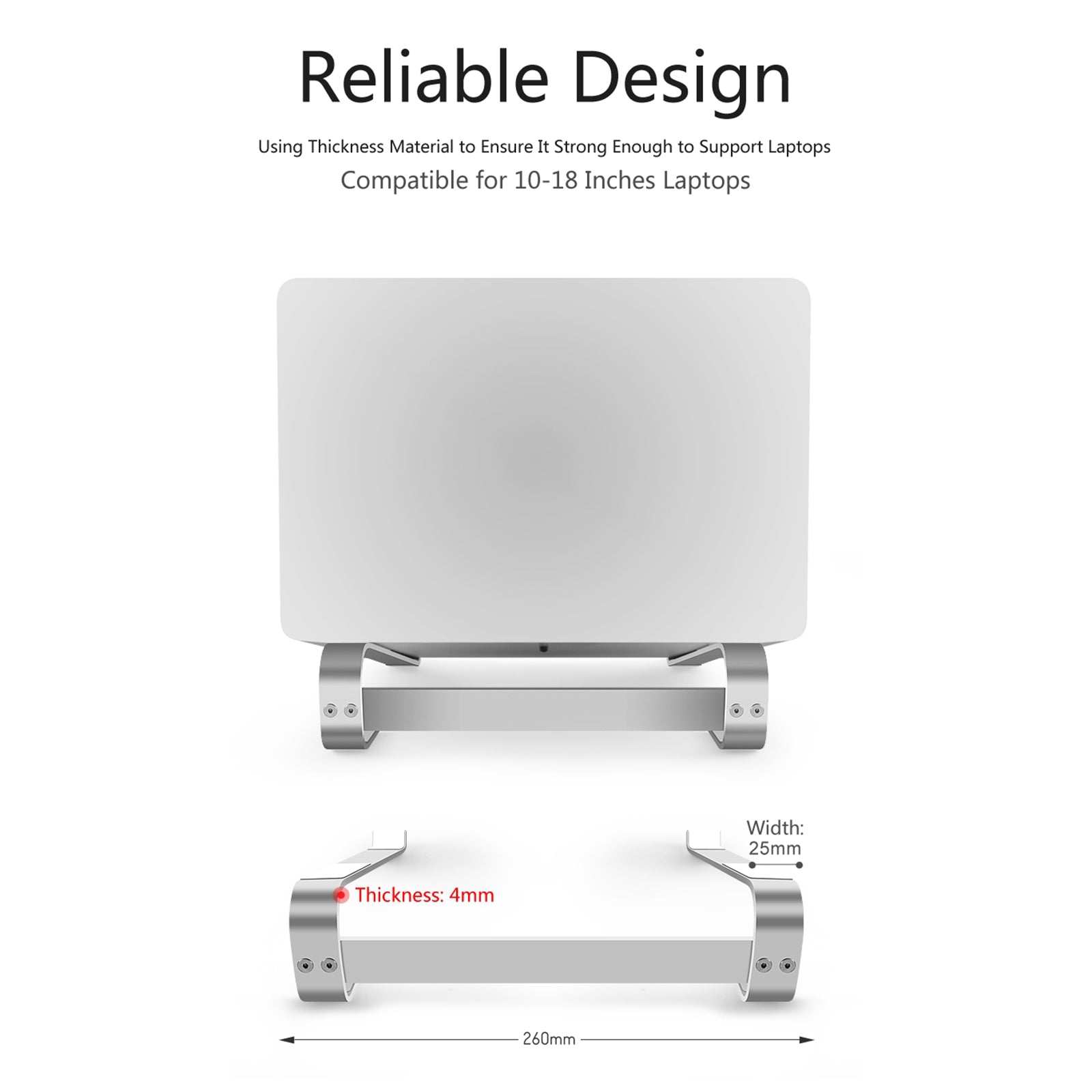 Laptop Notebook Table Stand Ergonomic Computer Holder 10-18 Inches Silver