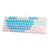 Computer Desktop Wired Gaming Keyboard 87 Keys Layout for Work White+Blue