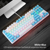 Computer Desktop Wired Gaming Keyboard 87 Keys Layout for Work White+Blue