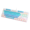 Computer Desktop Wired Gaming Keyboard 87 Keys Layout for Work White+Blue