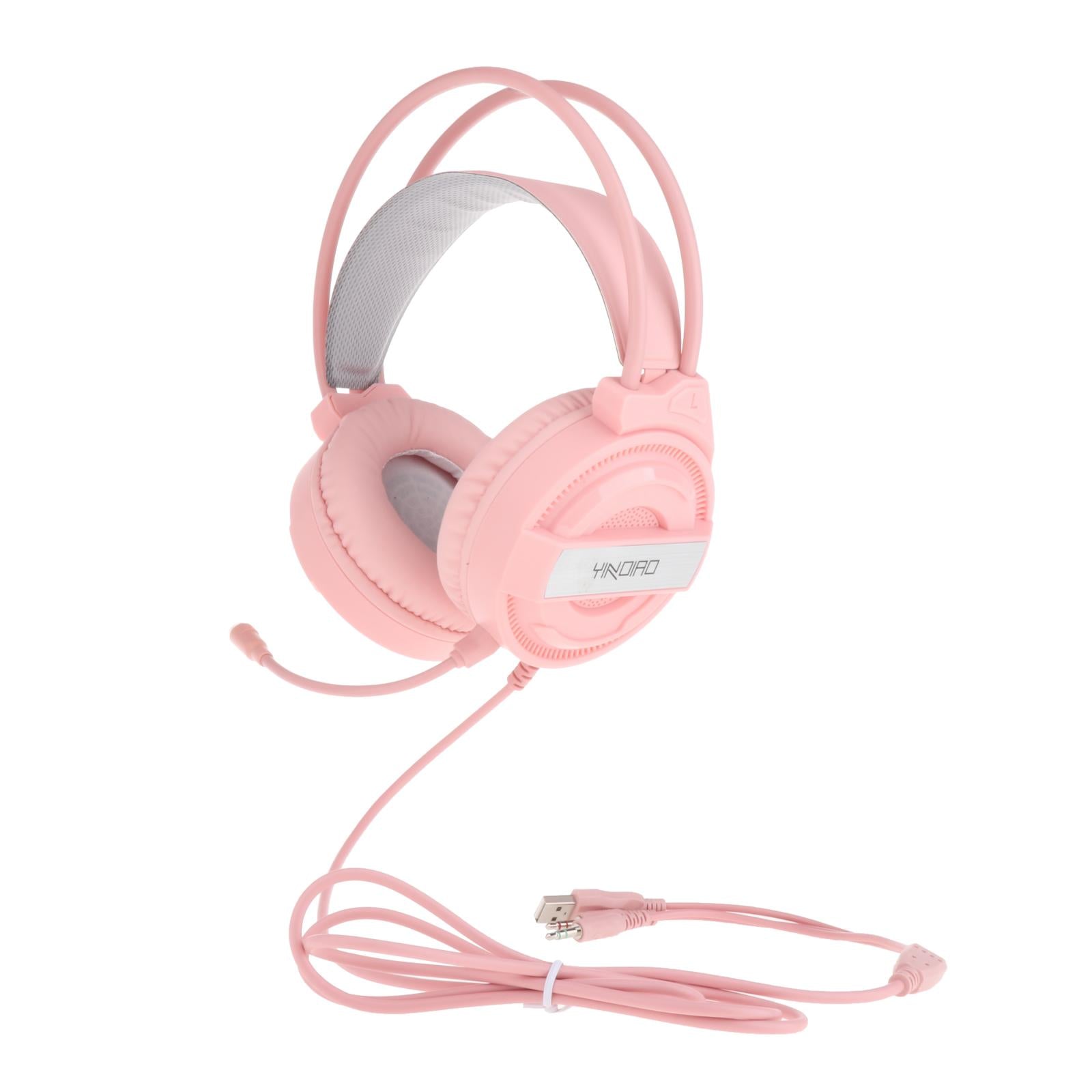 Over Ear Gaming Headset Headphones for Gamer Double 3.5mm Interface Pink