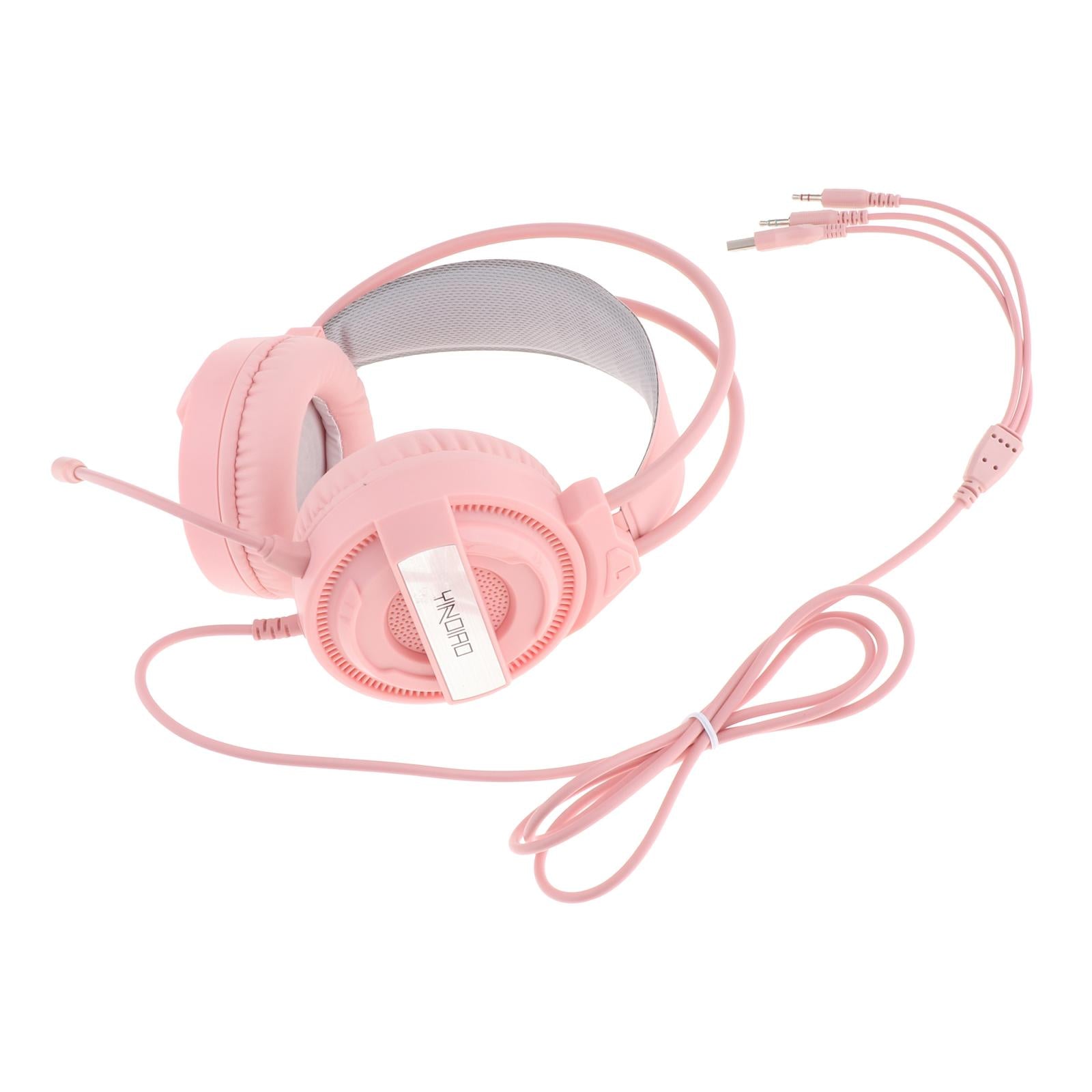 Over Ear Gaming Headset Headphones for Gamer Double 3.5mm Interface Pink