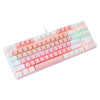 Computer Desktop Wired Gaming Keyboard 87 Keys Layout for Work Pink+White