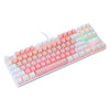 Computer Desktop Wired Gaming Keyboard 87 Keys Layout for Work Pink+White