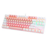 Computer Desktop Wired Gaming Keyboard 87 Keys Layout for Work Pink+White