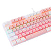 Computer Desktop Wired Gaming Keyboard 87 Keys Layout for Work Pink+White