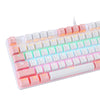 Computer Desktop Wired Gaming Keyboard 87 Keys Layout for Work White+Pink