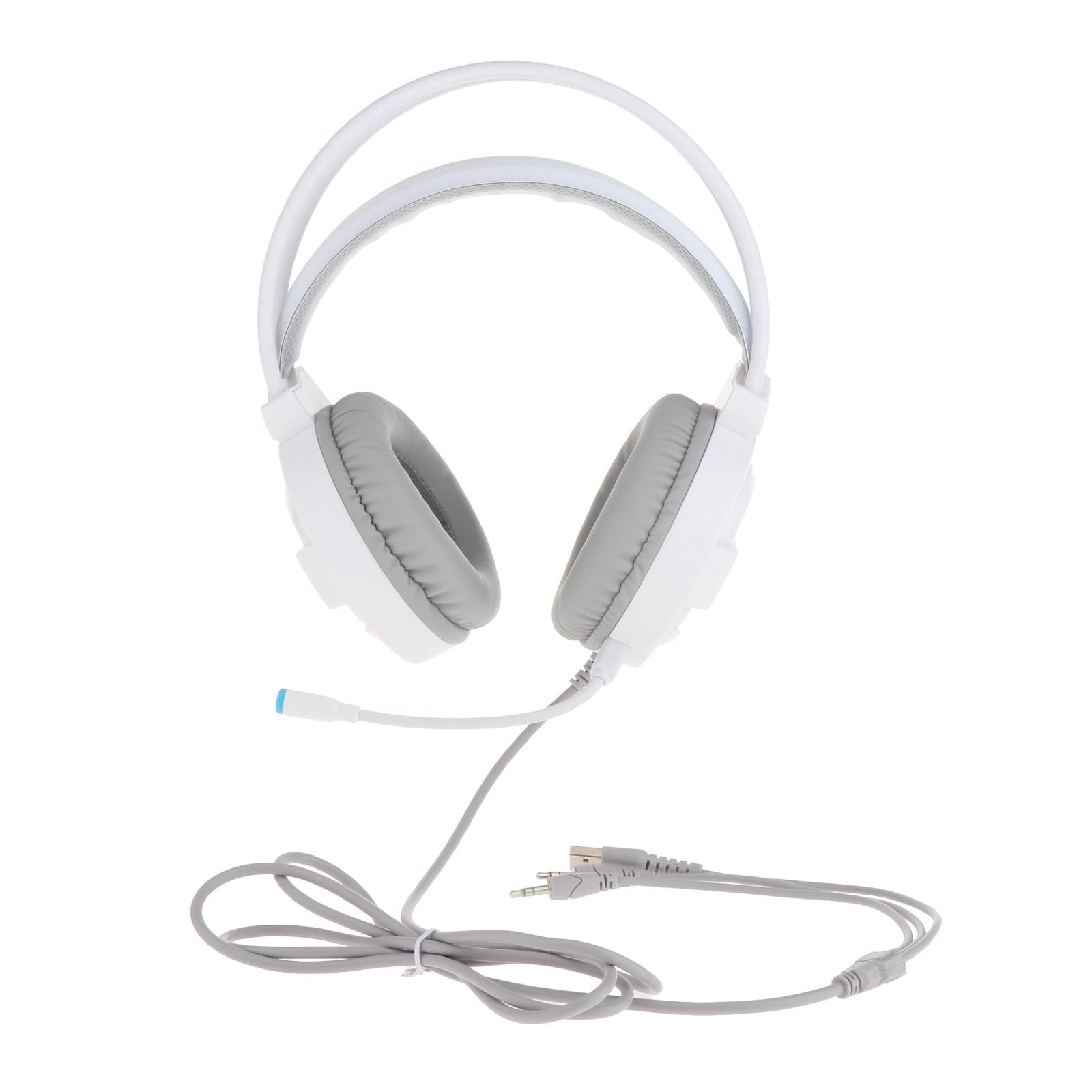 Professional Over Ear Gaming Headset Headphones Double 3.5mm Interface White