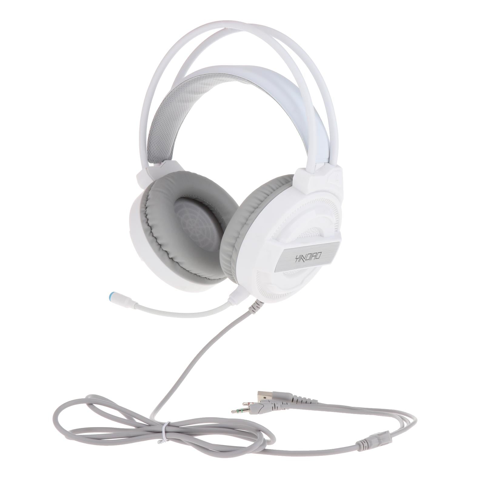 Professional Over Ear Gaming Headset Headphones Double 3.5mm Interface White