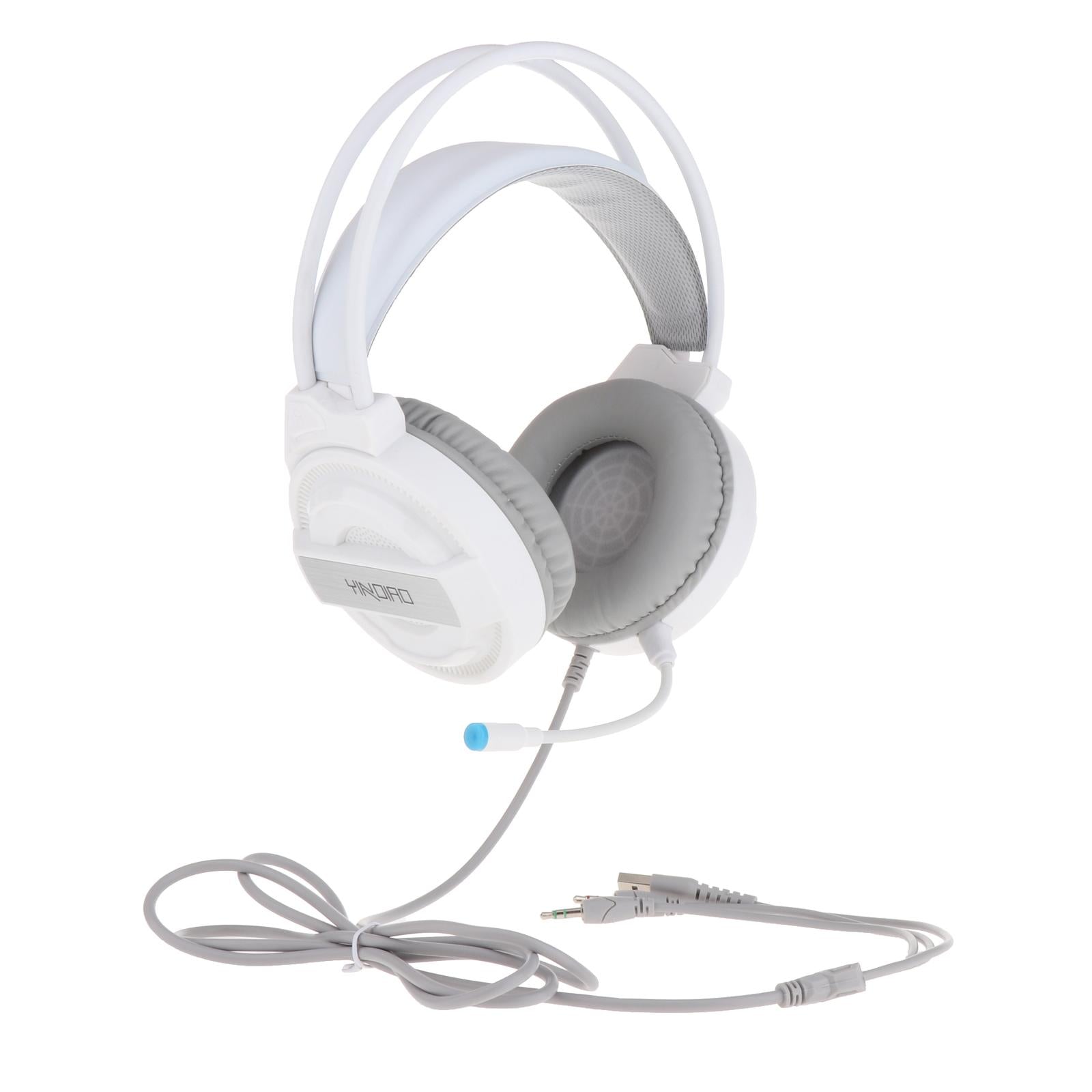 Professional Over Ear Gaming Headset Headphones Double 3.5mm Interface White