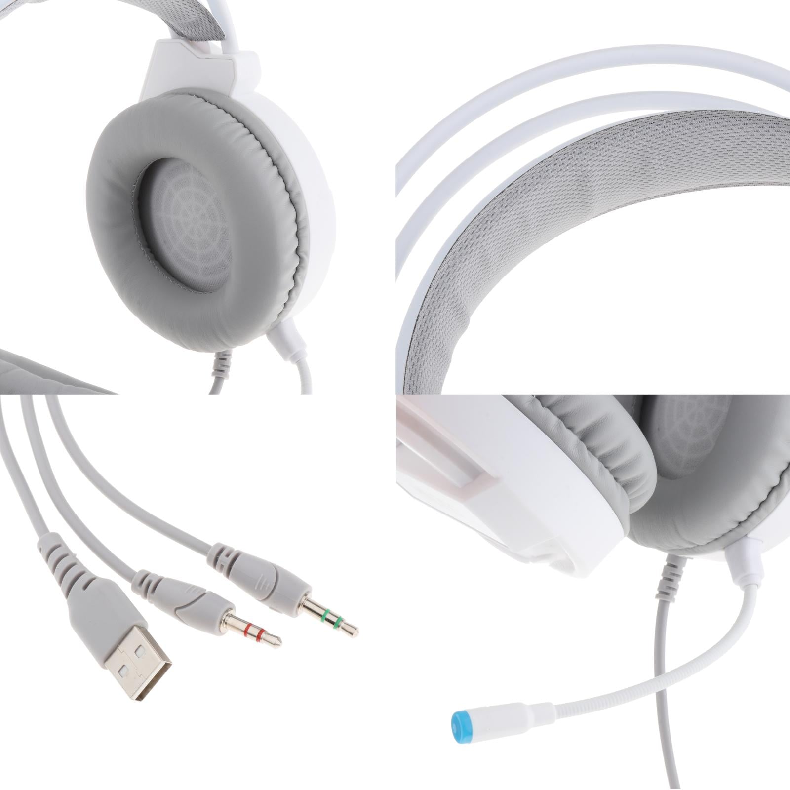 Professional Over Ear Gaming Headset Headphones Double 3.5mm Interface White